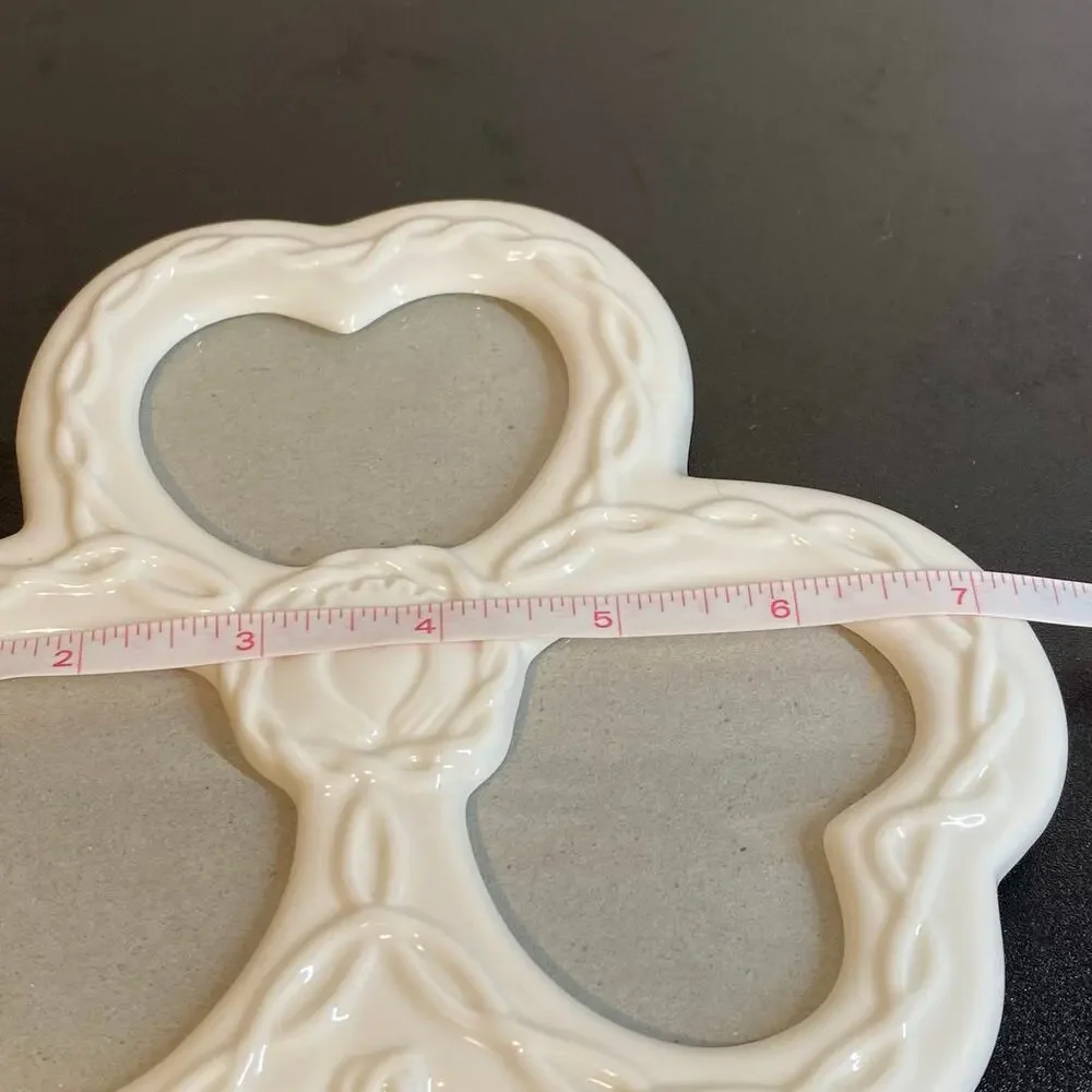 Irish Claddagh Shamrock Ceramic 3-Opening Heart Frame by Russ Berrie Vintage